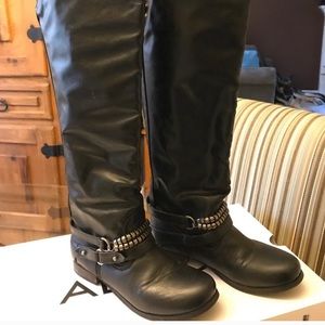 Aldo Tall Black Riding Leather Boot Sz 8.5